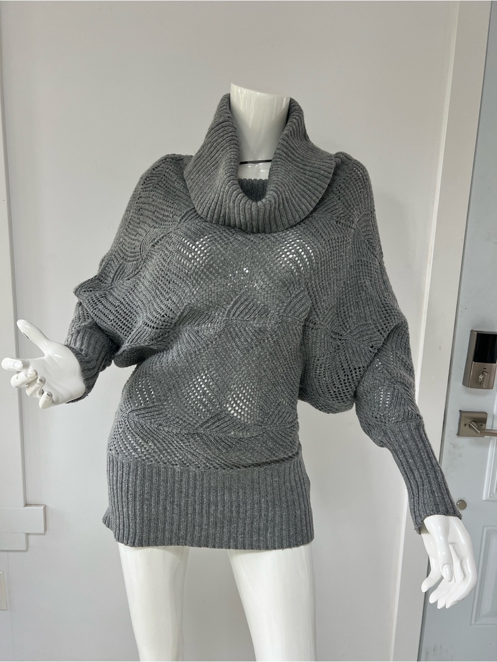 H&M Cotton Angora  Cowl Neck open Knit Sweater ,Batwing style Women’s